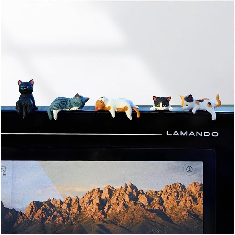 FALVFUN Cute Mini Car Cat Ornament, 5PCS Funny Vehicle Rear View Mirror & Dashboard Figurines Decoration, Automotive Interior Decor Accessories, Universal for SUV Sedan Truck - Image 1